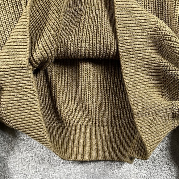 Orvis Sweater Mens Size L Tan Military Commando Shawl Collar Button Elbow Patch - Picture 3 of 13